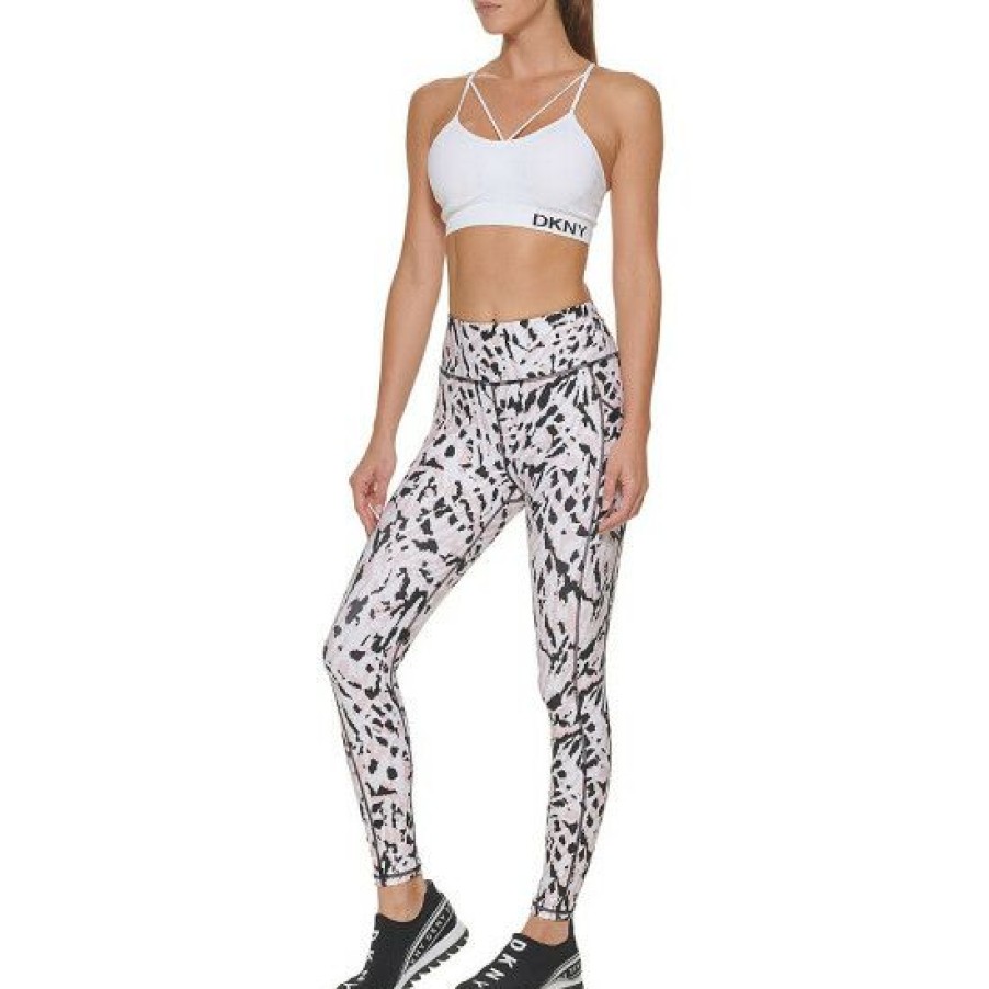 Women'S Clothing * | Flash Sale Dkny Sport Etched Zebra Print High Waisted Pull-On 7/8 Leggings Rosewater