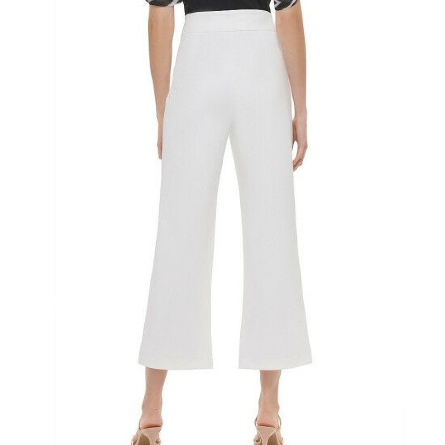 Women'S Clothing * | Budget Dkny High Rise Wide Leg Cropped Pants Ivory