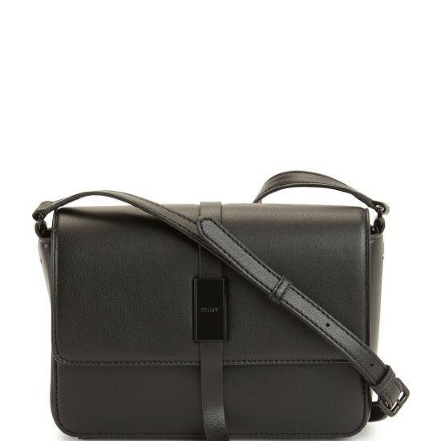 Women'S Clothing * | Cheapest Dkny Seth Flap Crossbody Bag Black/Black