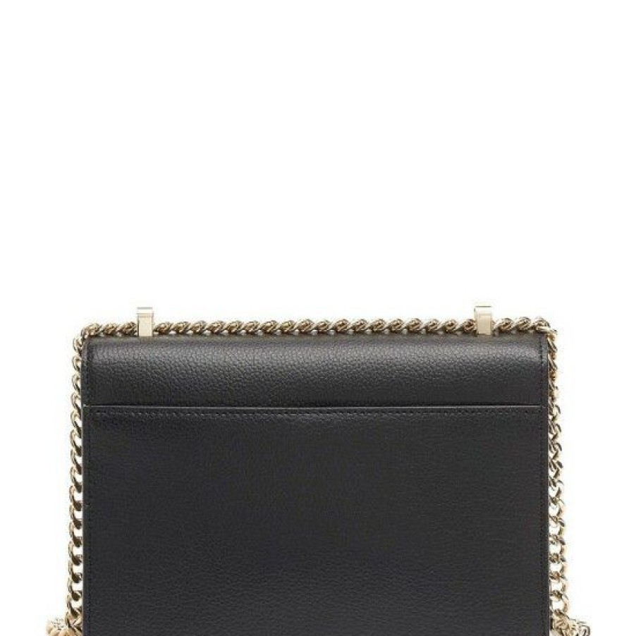 Women'S Clothing * | Best Pirce Dkny Elissa Small Pebbled Leather Charm And Lock Shoulder Bag Black/Gold