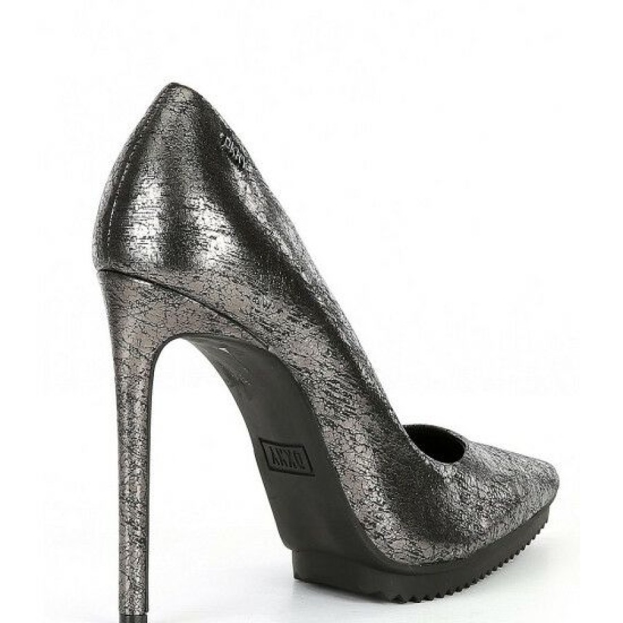 Shoes * | Buy Dkny Carisa Leather Stiletto Pumps Dark Gunmetal