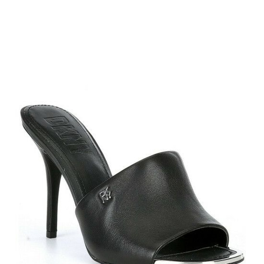 Shoes * | Cheap Dkny Tevin Leather Dress Sandals Black