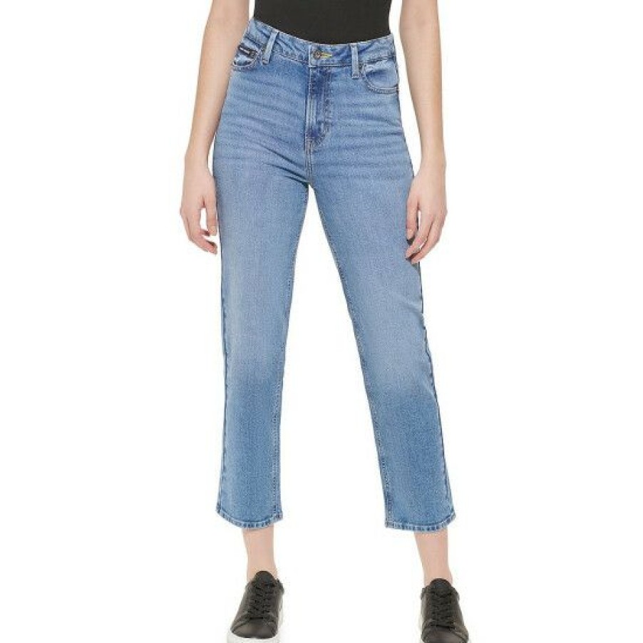 Women'S Clothing * | Brand New Dkny Jeans Waverly Straight Leg High Rise Cropped Denim Jeans