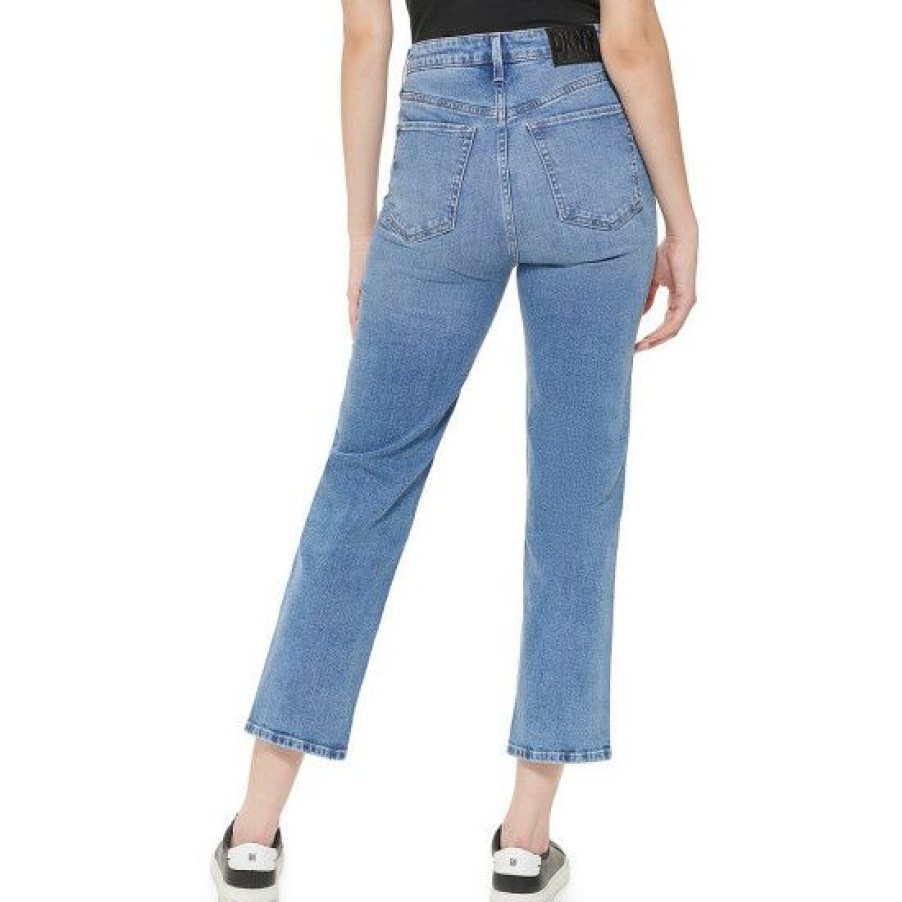 Women'S Clothing * | Brand New Dkny Jeans Waverly Straight Leg High Rise Cropped Denim Jeans