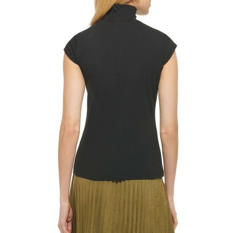 Women'S Clothing * | Best Sale Dkny Cap Sleeve Turtleneck Knit Top